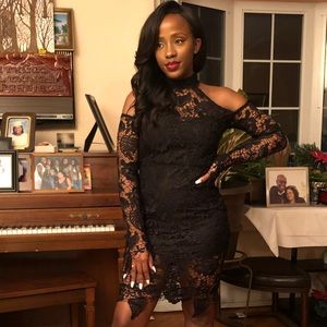 Adele Cold-Shoulder Lace Dress